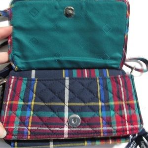 Vera Bradley All in One RFID Crossbody Tartan Plaid Navy Wallet Purse Bag
